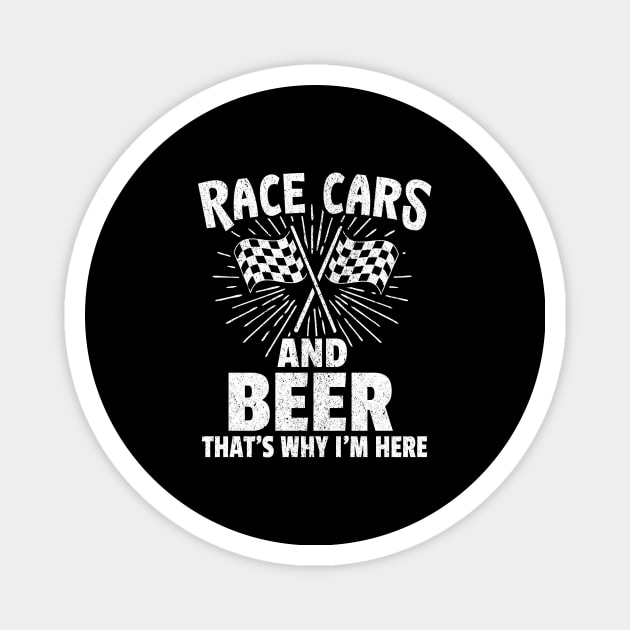 Race Cars and Beer Drag Racing Sports Alcohol Drink Magnet by Hasibit